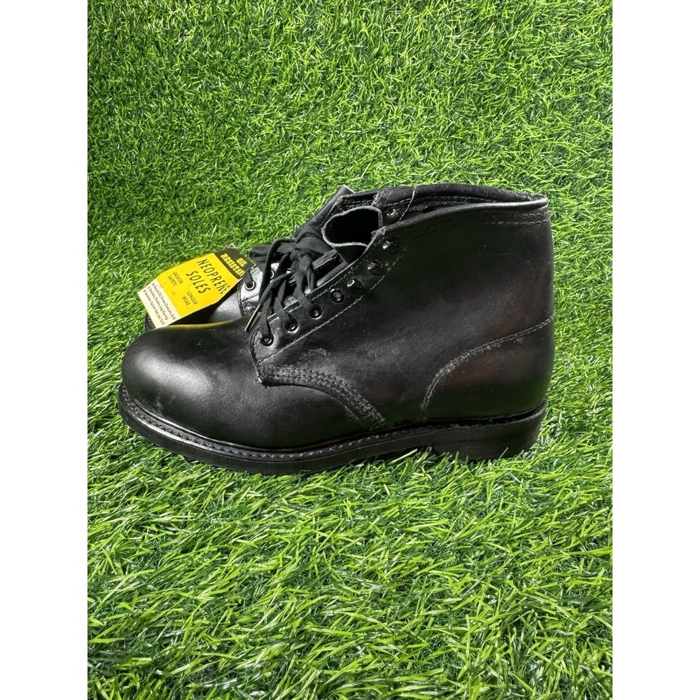 Vintage 80s BF Goodrich Black Leather Steel Toe Boots Sz 7.5